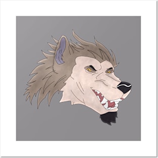 Anthro wolf face Posters and Art